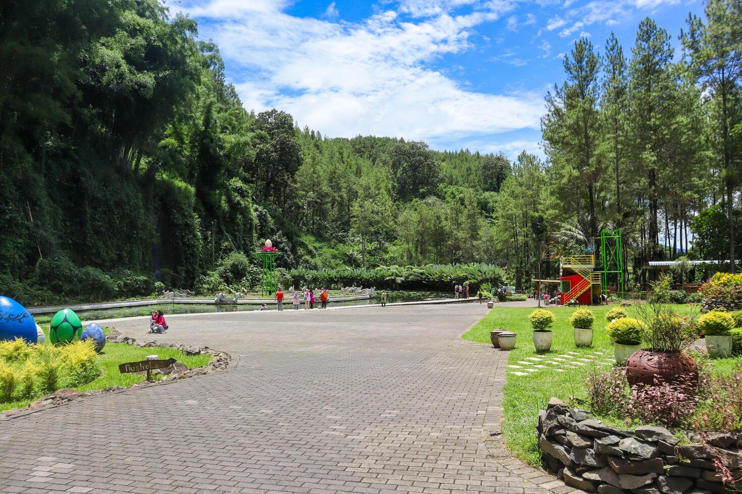 a inside view of taman kemesraan. holiday destination. malang, indonesia - 10 april 2024 photo