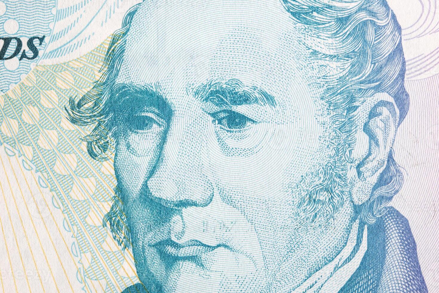 George Stephenson a closeup portrait from English money photo