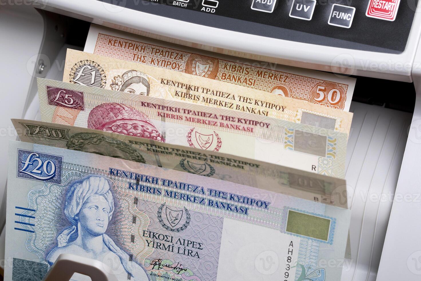 Cypriot pound in a counting machine photo