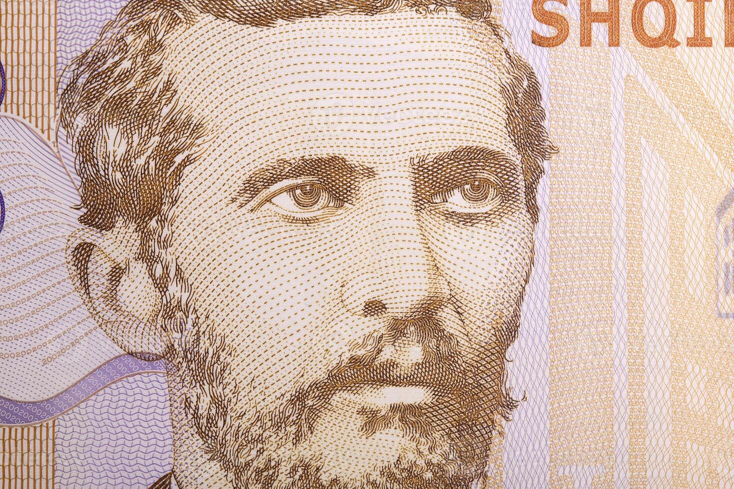 Naim Frasheri a closeup portrait from Albanian money photo