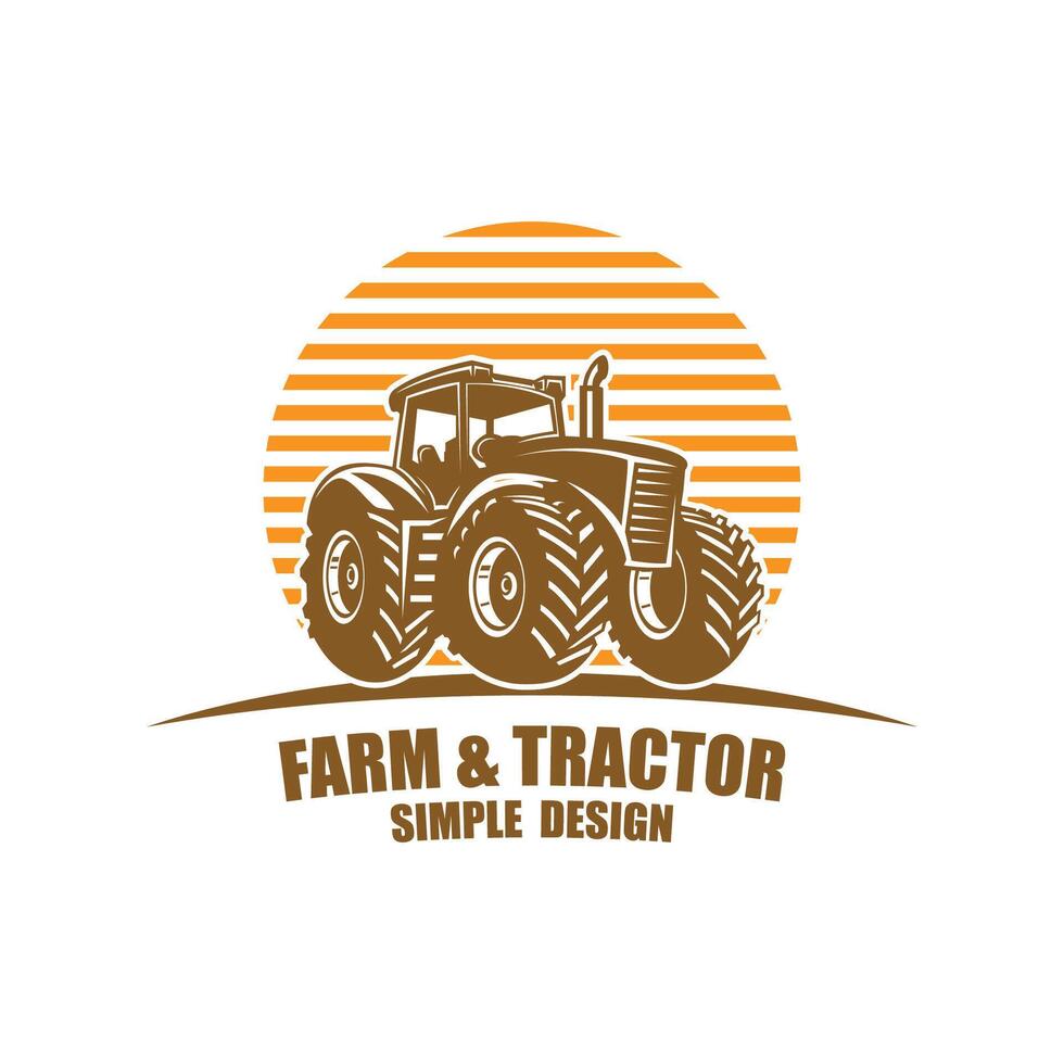 Tractor farming logo vehicle heavy equipment silhouette, farm land, agriculture logo design with creative idea vector