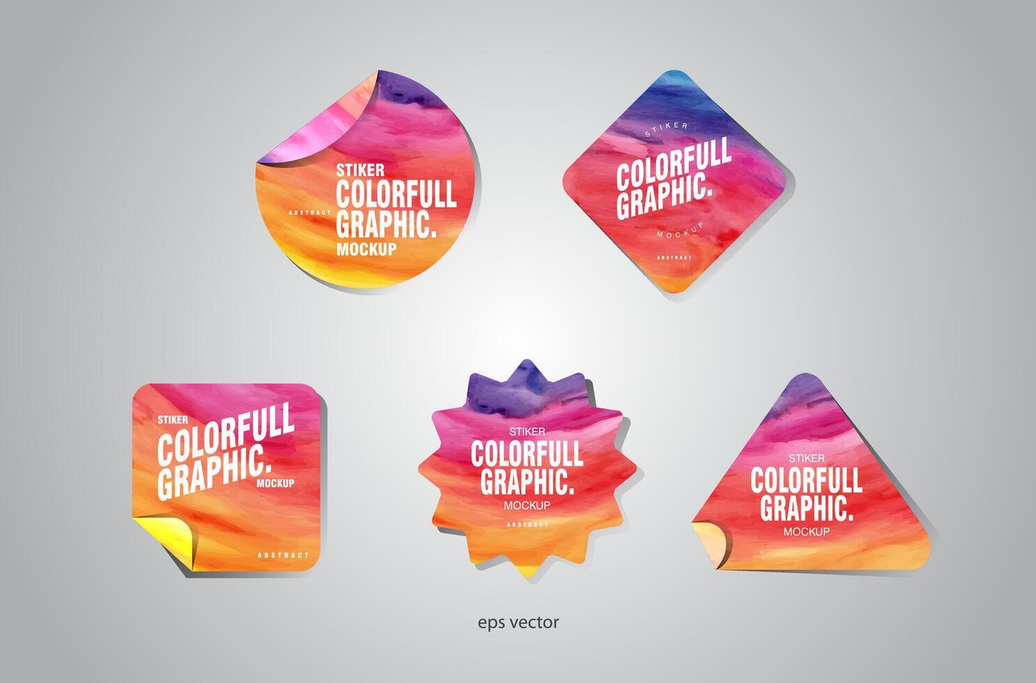 colorful watercolor stickers set vector
