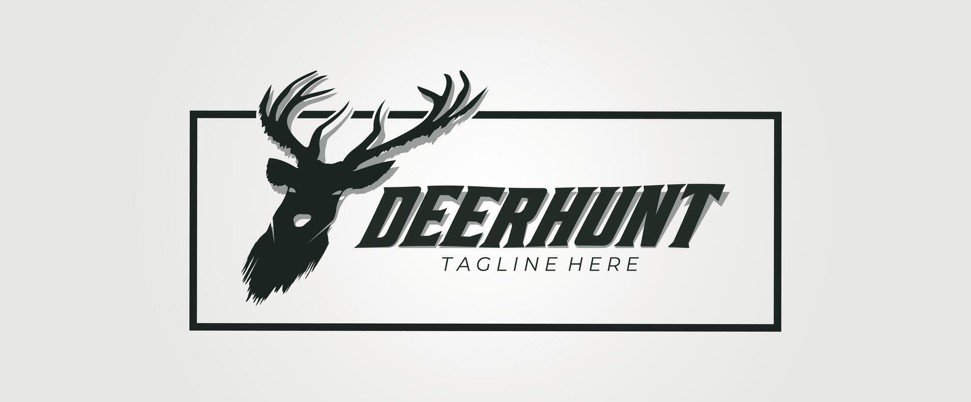 deer hunt sticker logo banner vintage illustration design vector