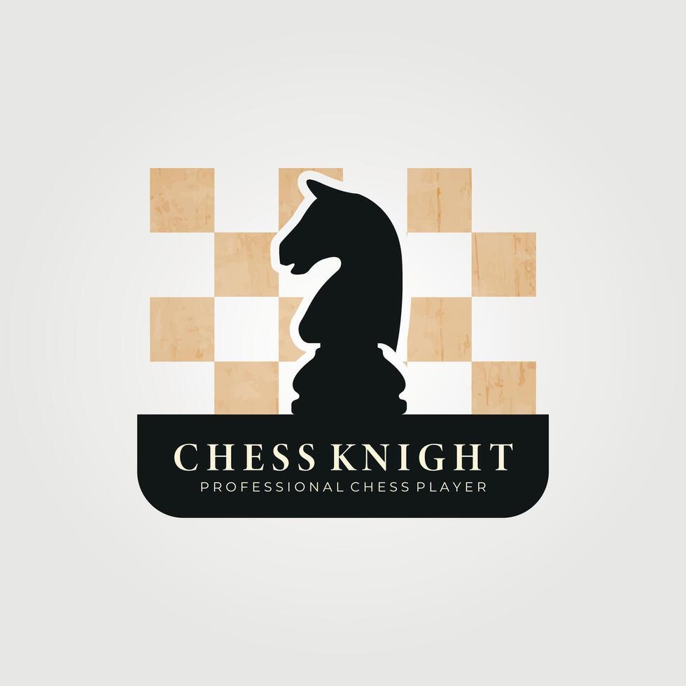 chess knight logo vintage illustration design, icon template, sign or symbol vector