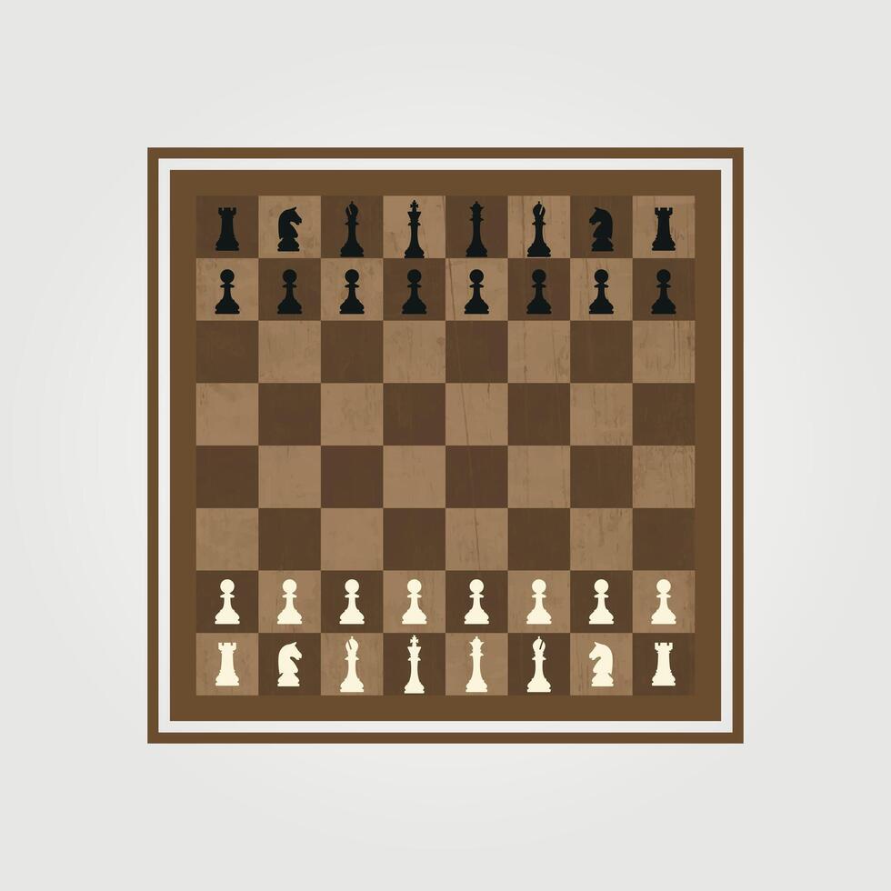 chess board template vintage illustration icons graphic, flat background and color wood board vector