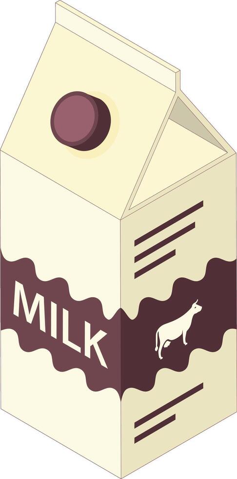 Isometric Milk Carton with Cow Label vector