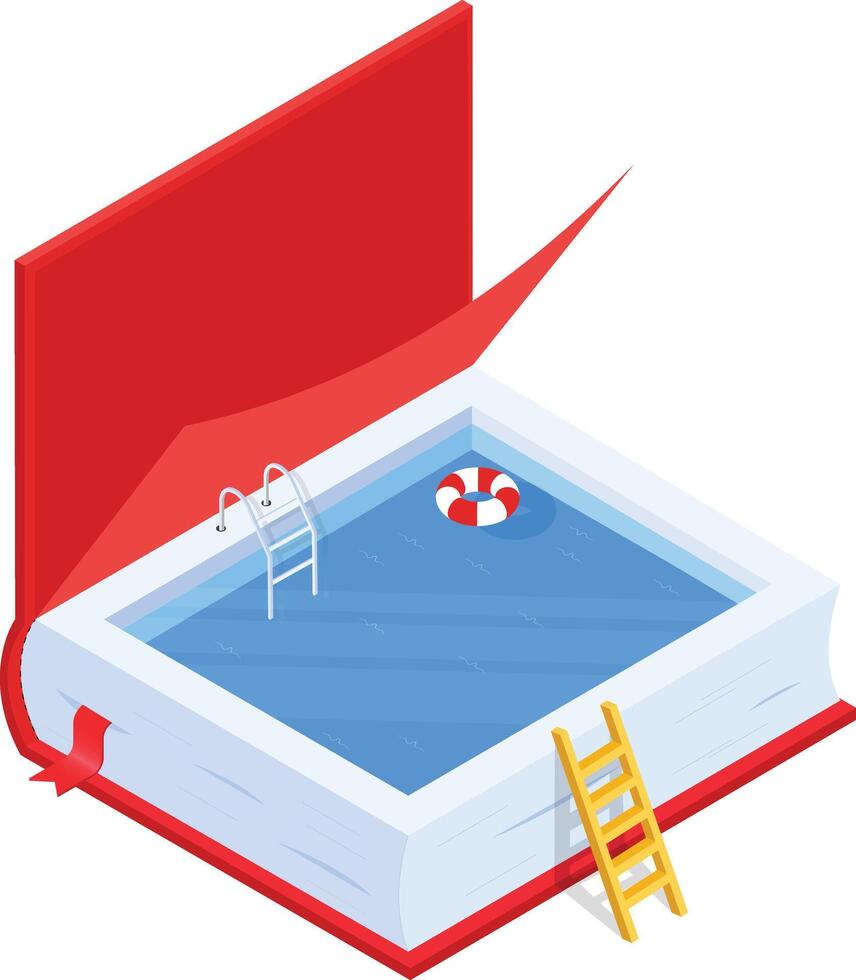 Isometric Swimming Pool Inside a Book vector