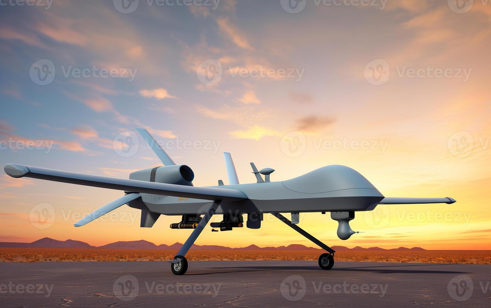 MQ-9 Reaper drone in sunset photo