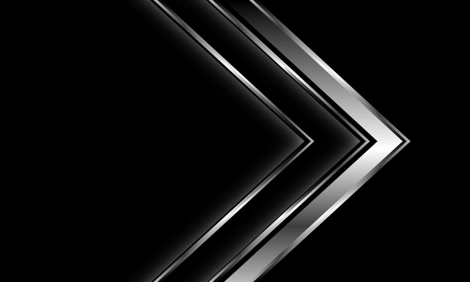 Abstract silver arrow direction geometric on black luxury elegant background vector