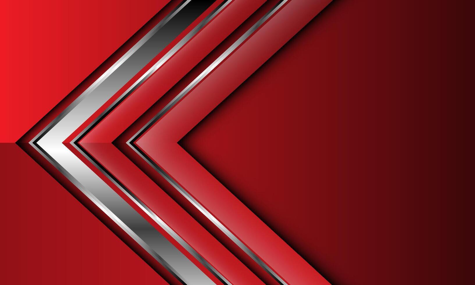 Abstract silver arrow direction geometric on red metallic luxury elegant background vector