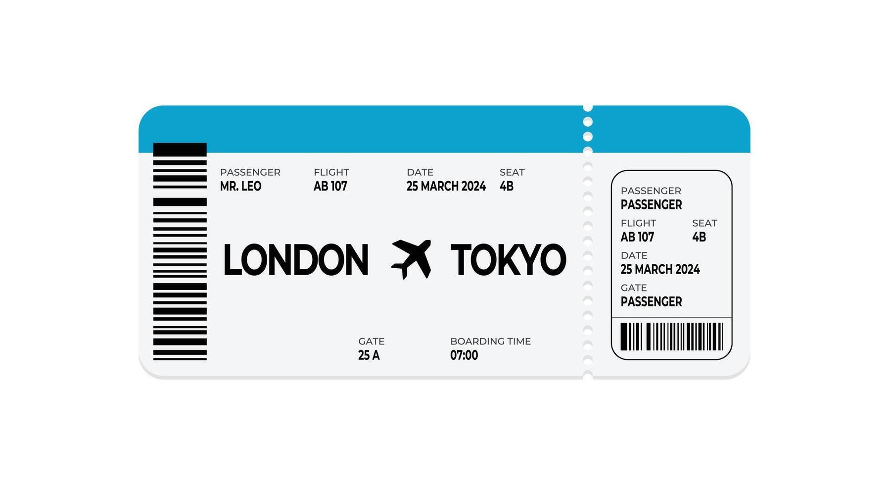 Ticket plane travel board concept design template vector