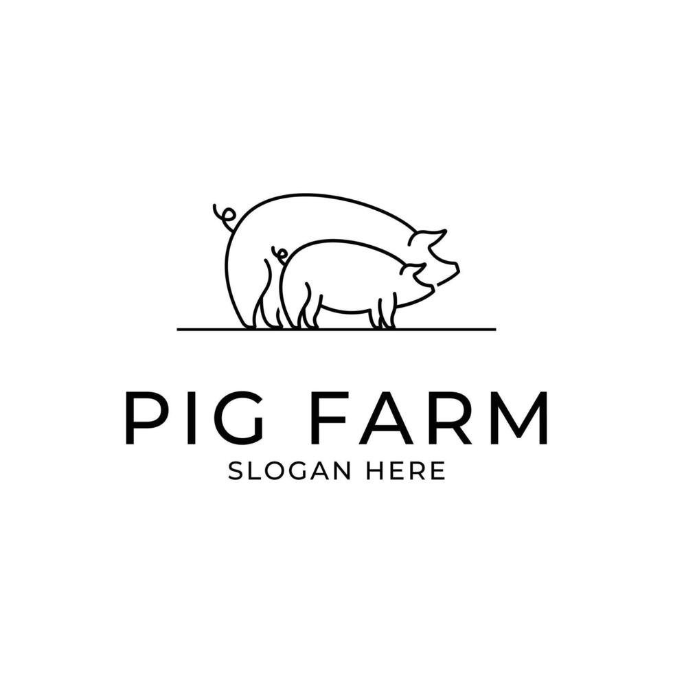 pig farm logo design concept idea line style vector