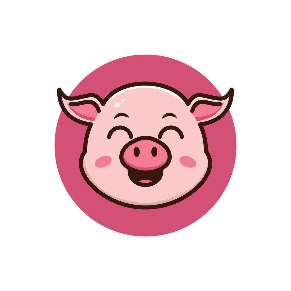 cartoon pig face happy smile design template vector