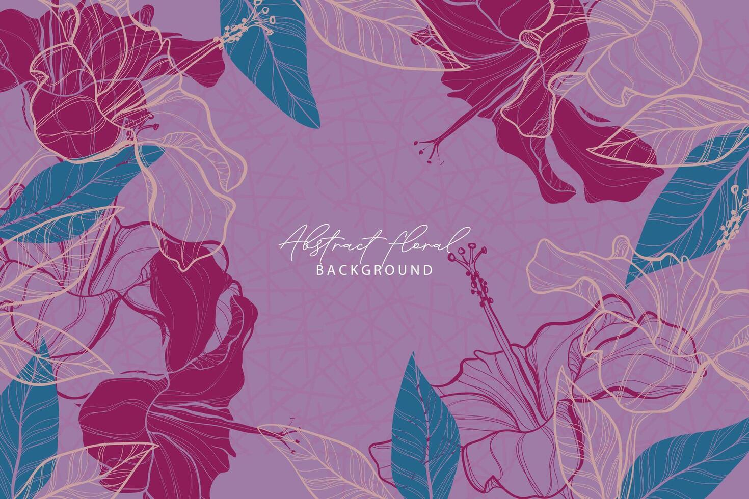 Tropical abctract flower with hibiscus flowers background vector