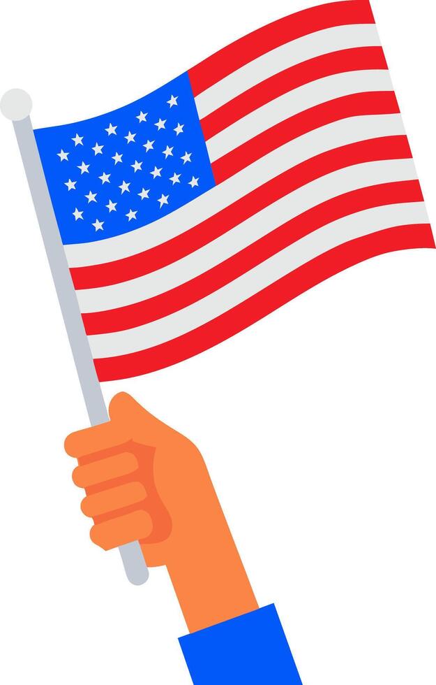 hand holding flag illustration on white background vector