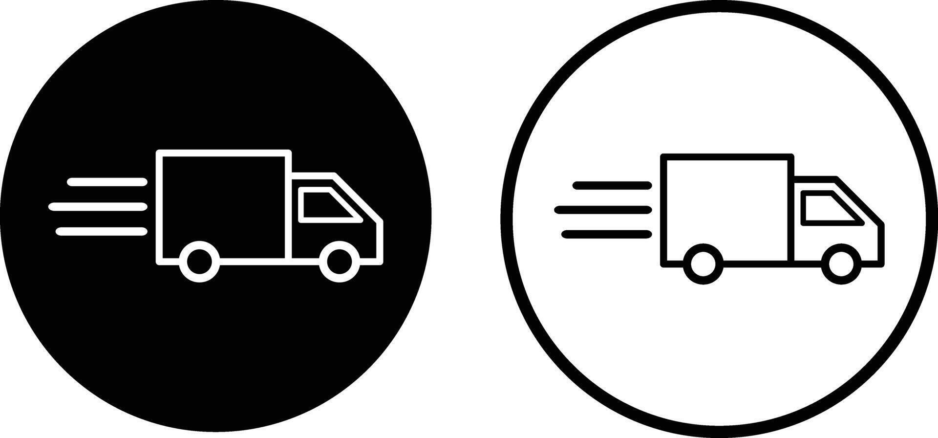 Fast delivery truck icon set in two styles . Fast shipping truck icon vector