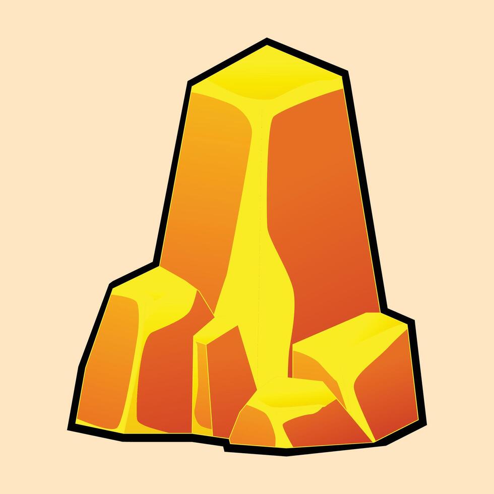 Set of isolated gold mine nuggets and rocks. Piles and heaps of golden gem stones. Solid jewels of natural shapes. Big and small shiny crystals of gemstones. Colored flat illustration vector