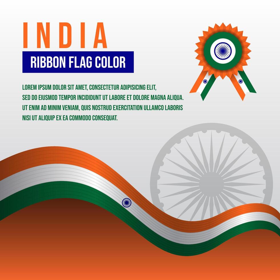 India ribbon flag color with flag badge and decoration vector