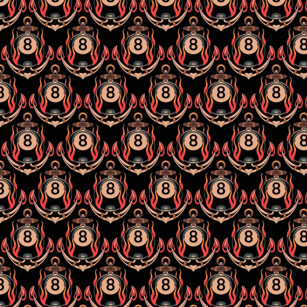billiard anchor pattern design vector