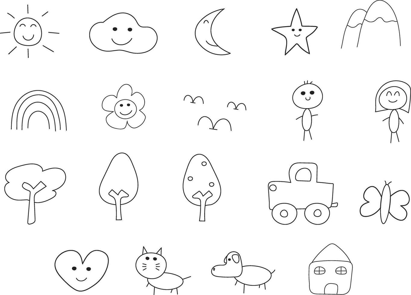 doodle line kid drawn vector