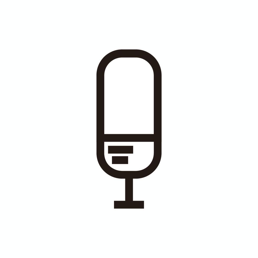 simple silhouette microphone with two stripes for broadcast or podcast vector