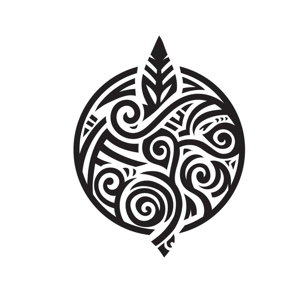 unique abstract leaf combine with circle tribal vector