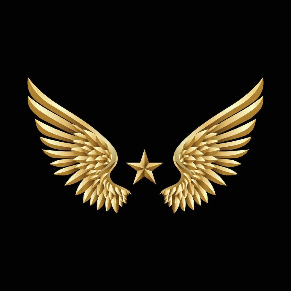 Golden Winged with Star symbol vector