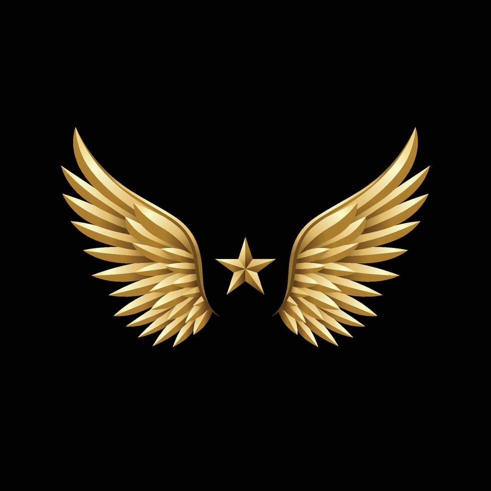 Golden Winged with Star symbol vector