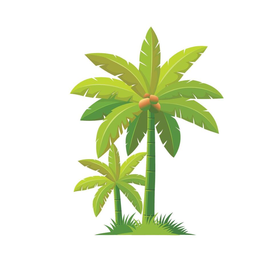 Coconut trees cartoon style, vector