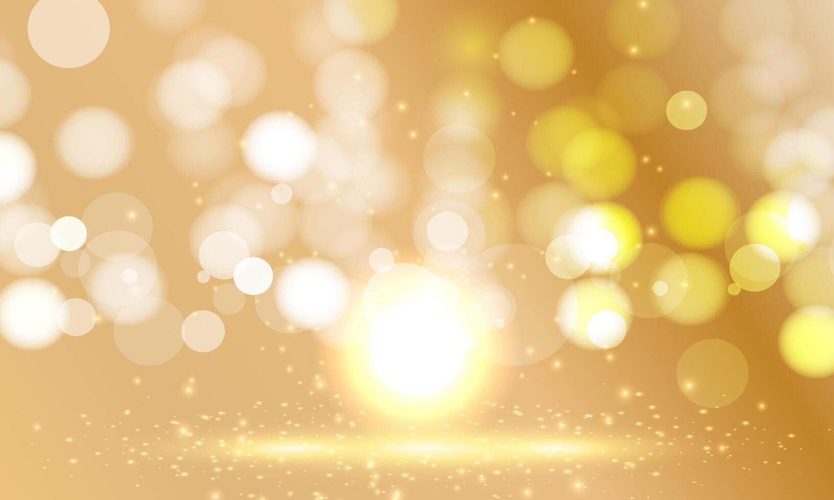 Golden luxury bokeh soft light abstract background. shiny circle. vector