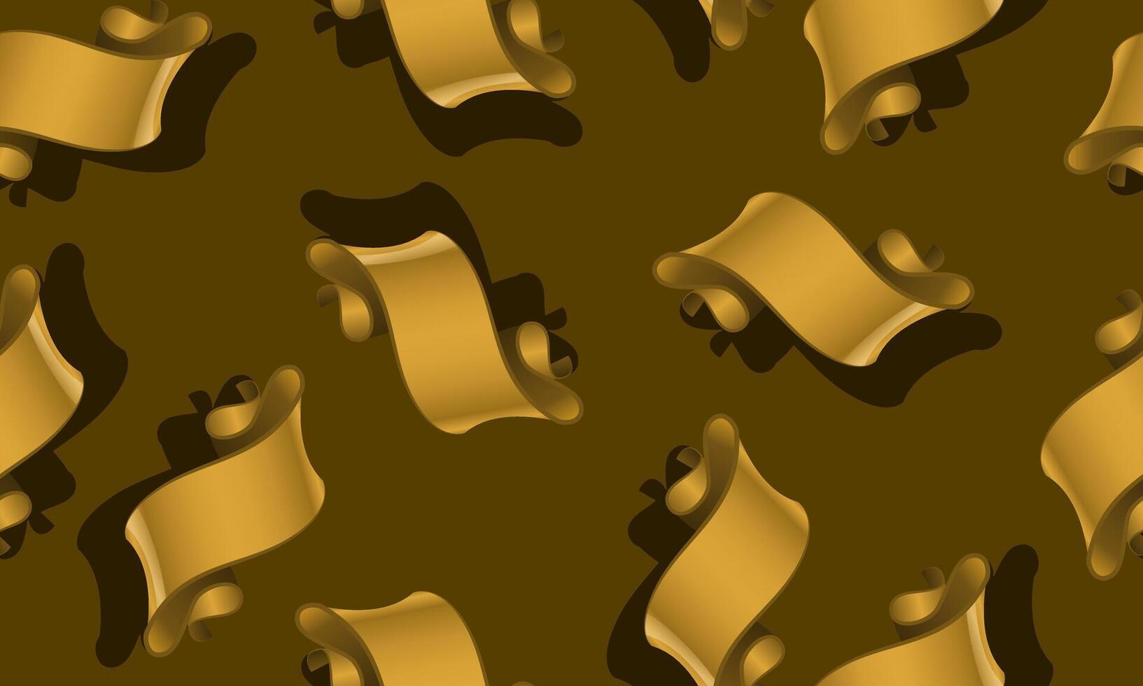 Seamless pattern yellow ribbon isolated on dark background. vector