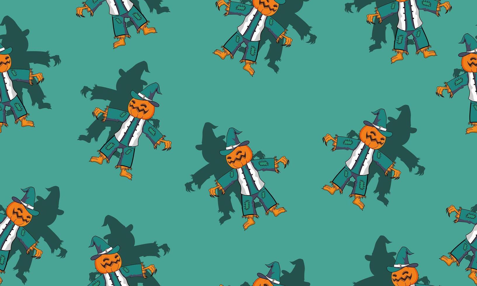seamless pattern with smiling orange halloween pumpkins. vector