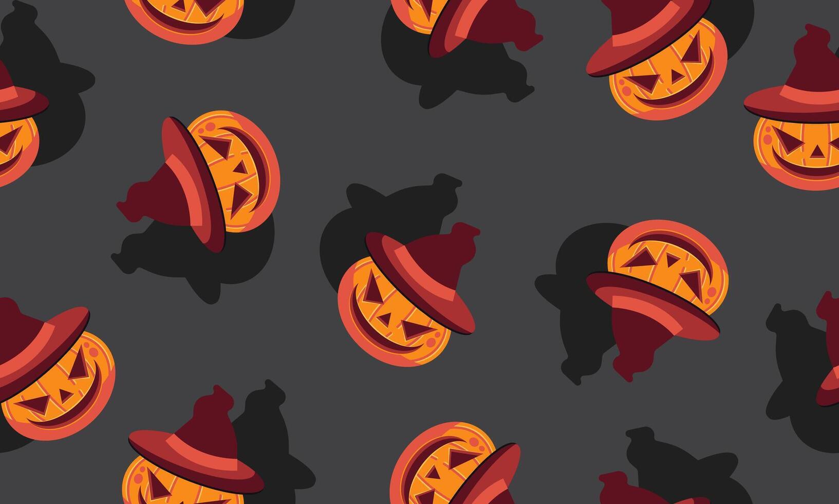 Halloween horror seamless pattern. Pumpkins on a dark background. vector