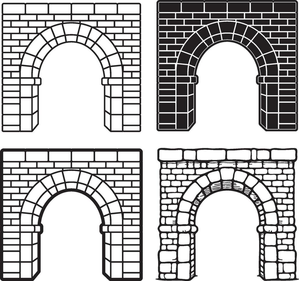 Stone Arch Outline Illustration. vector