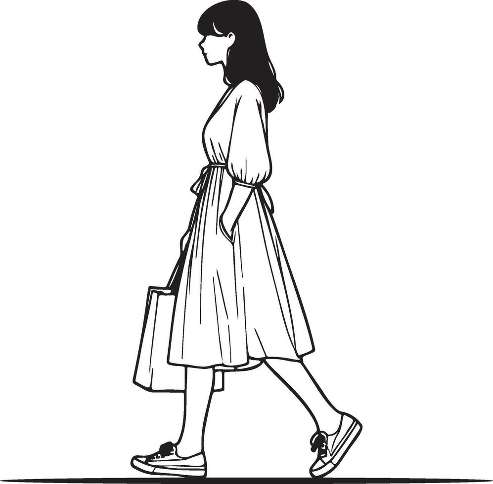 Fashion Woman Shopping Illustration. vector