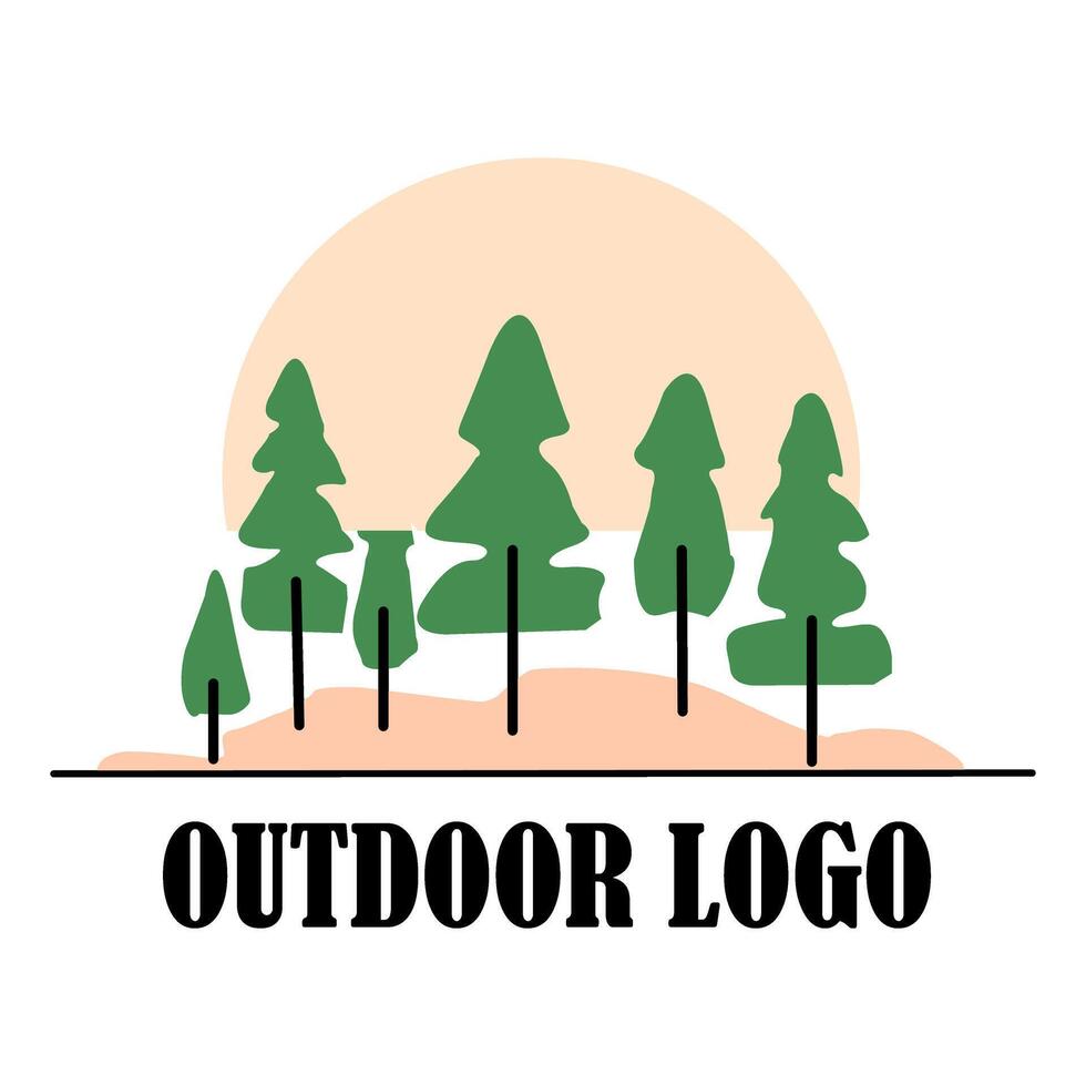 Simple Outdoor Logo With Sun View vector