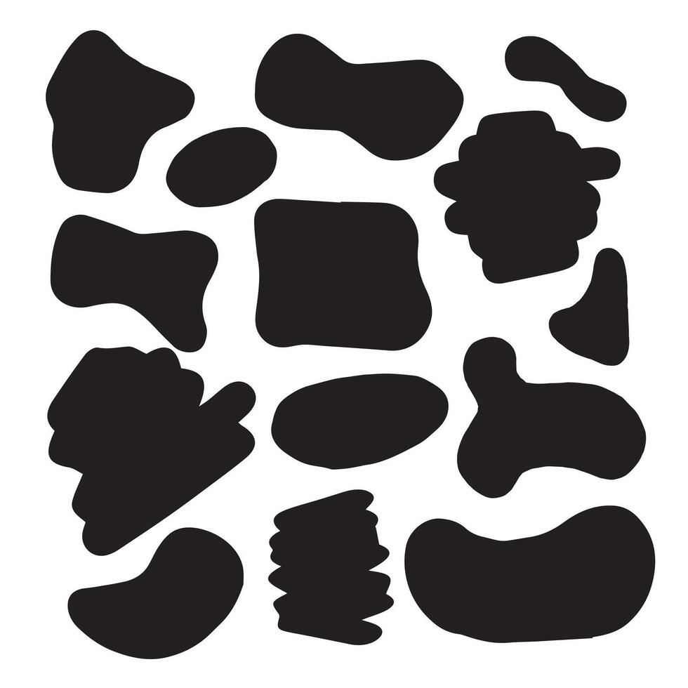 Set of brush strokes, various shapes. Collection of hand drawn different graphic elements. vector