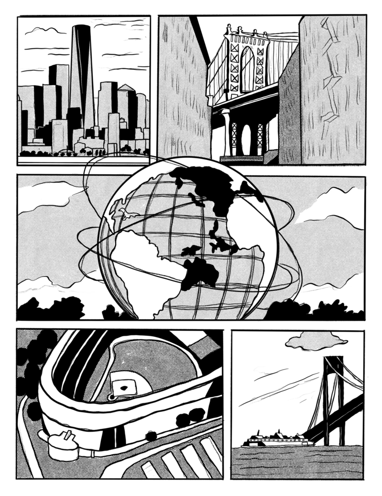 New york city monument comic poster illustration png