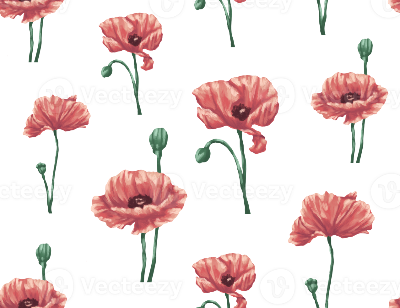 Poppy pattern for fabric and textile print png