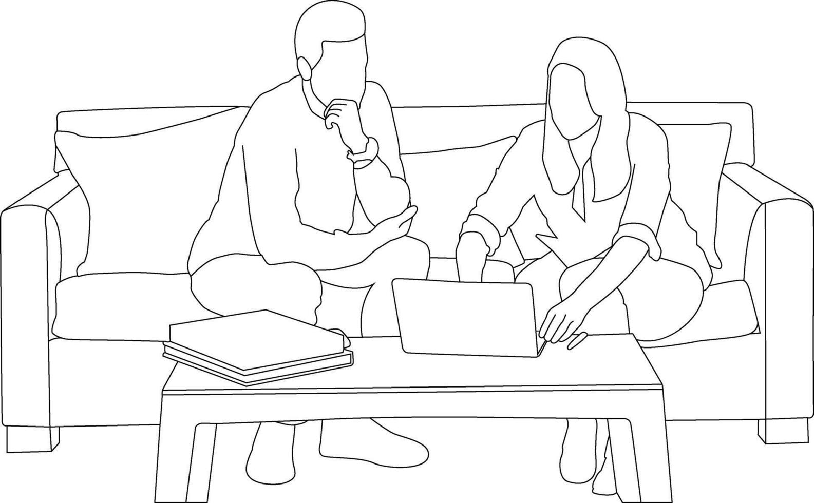 one line drawing business meetings vector