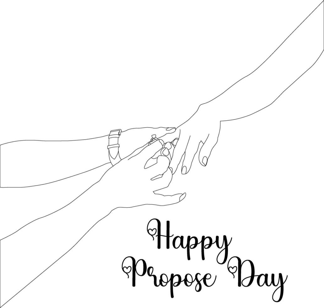 one line drawing hand holding propose day vector
