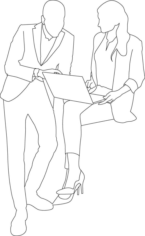 one line drawing business meetings vector