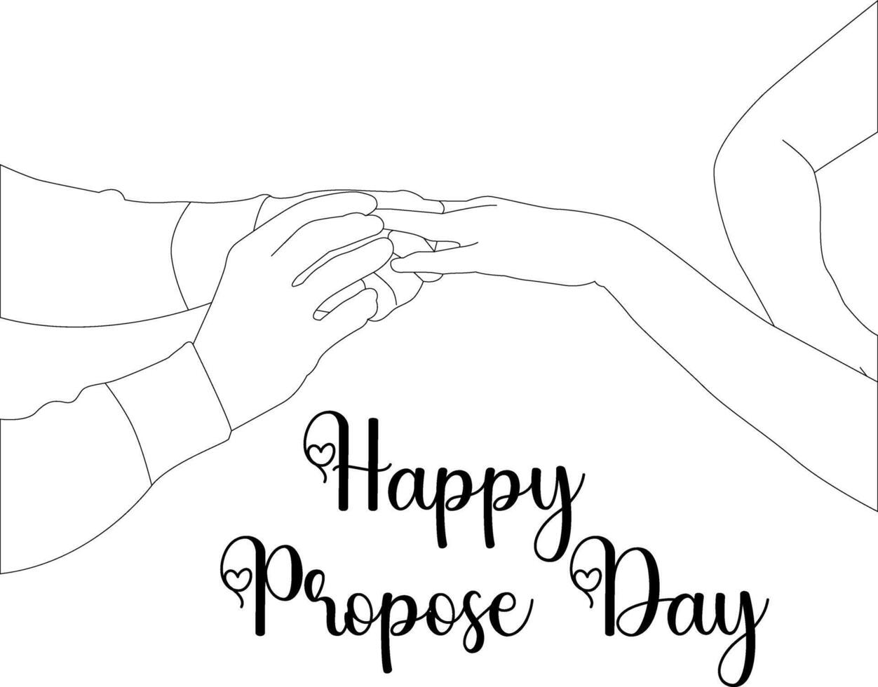 one line drawing hand holding propose day vector