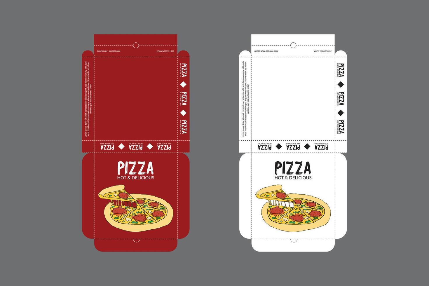 Pizza Box Design, Pizza Packaging Design, Pizza Box Design Template, Ready For Print. vector