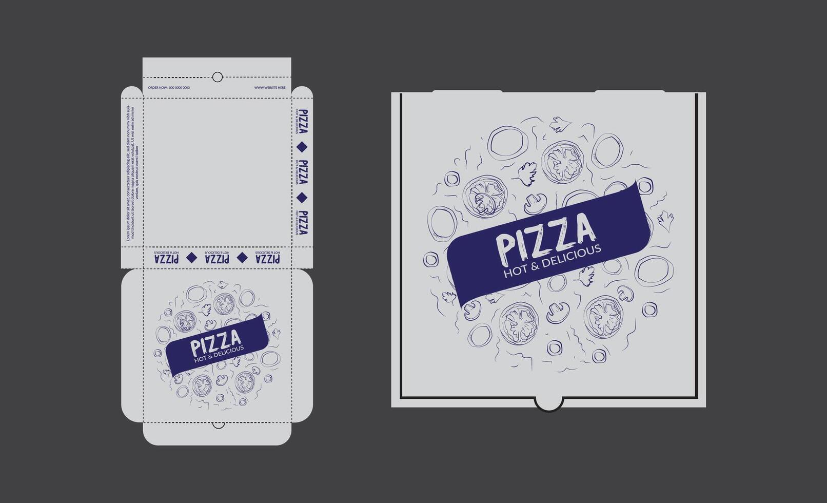 Pizza Box Design, Pizza Packaging Design, Pizza Box Design Template, Ready For Print. vector