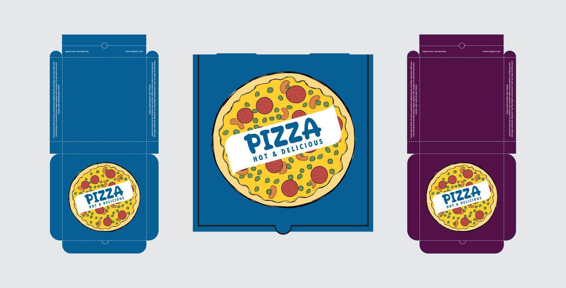 Pizza Box Design, Pizza Packaging Design, Pizza Box Design Template, Ready For Print. vector
