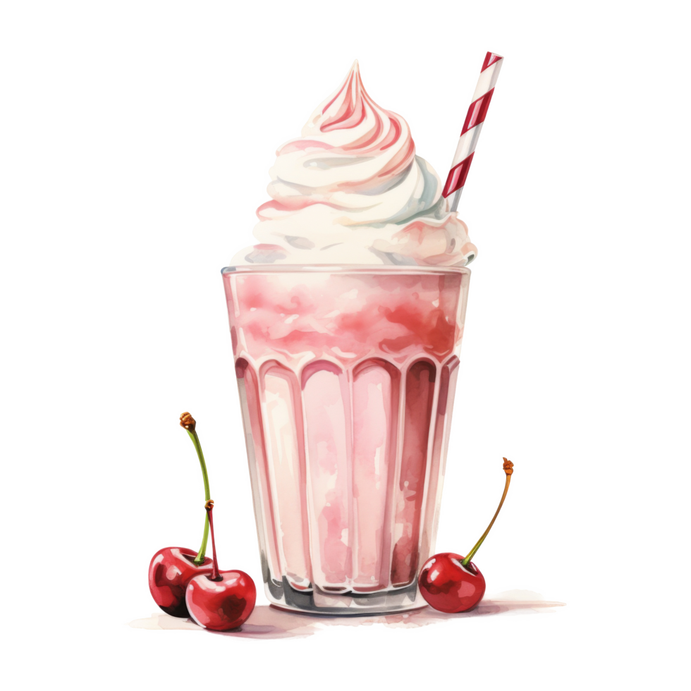 Milkshake, Ice Cream Illustration. Watercolor Style png