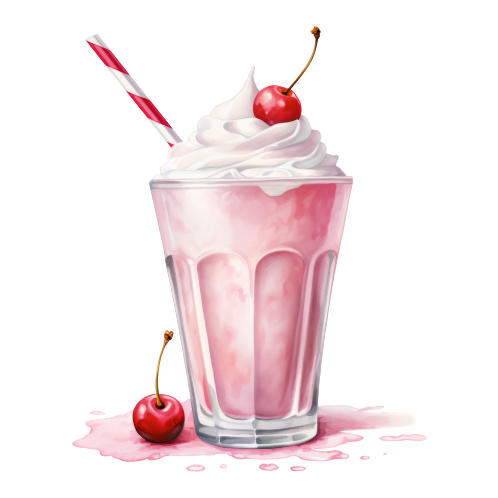Milkshake, Ice Cream Illustration. Watercolor Style png