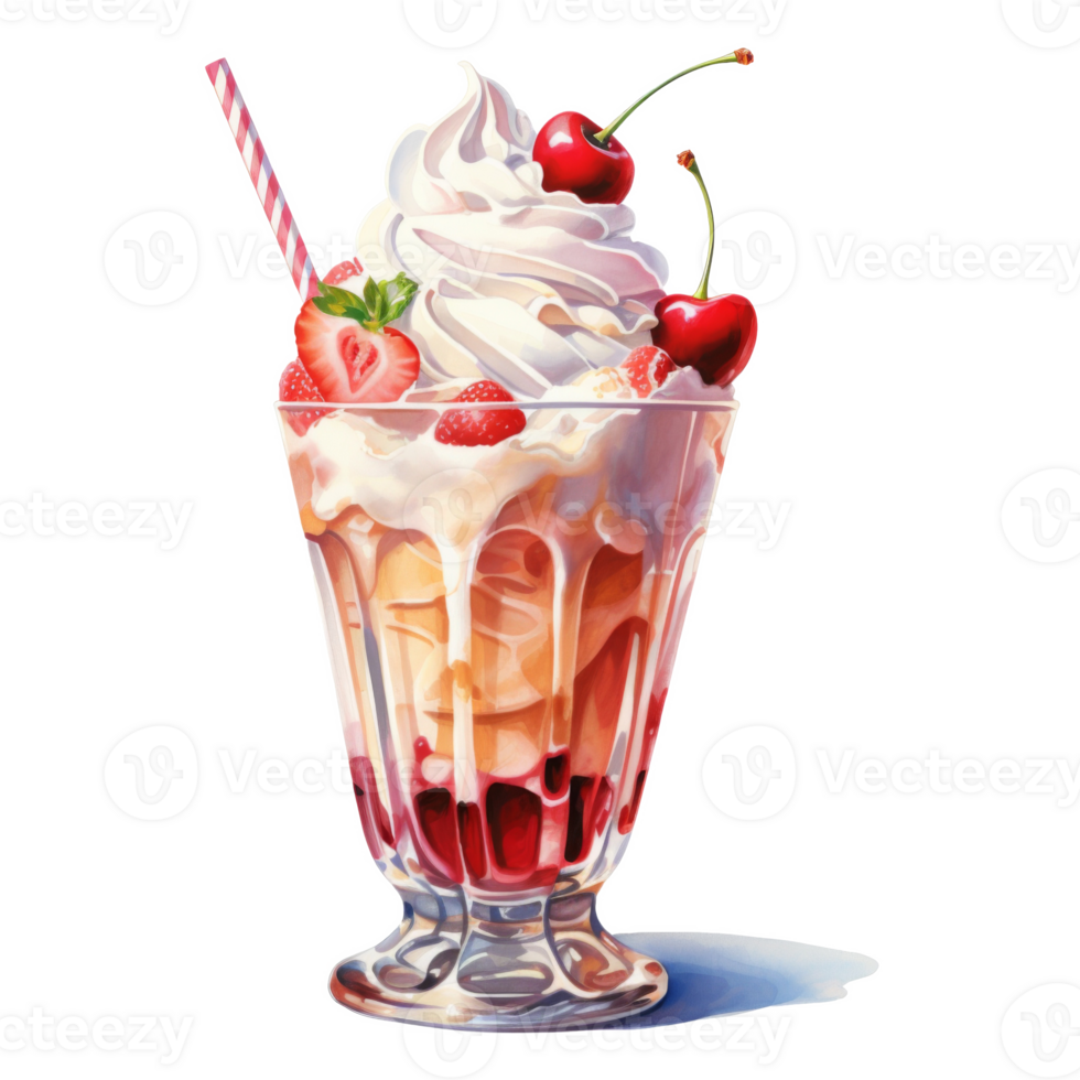 Sundae, Ice Cream Illustration. Watercolor Style png