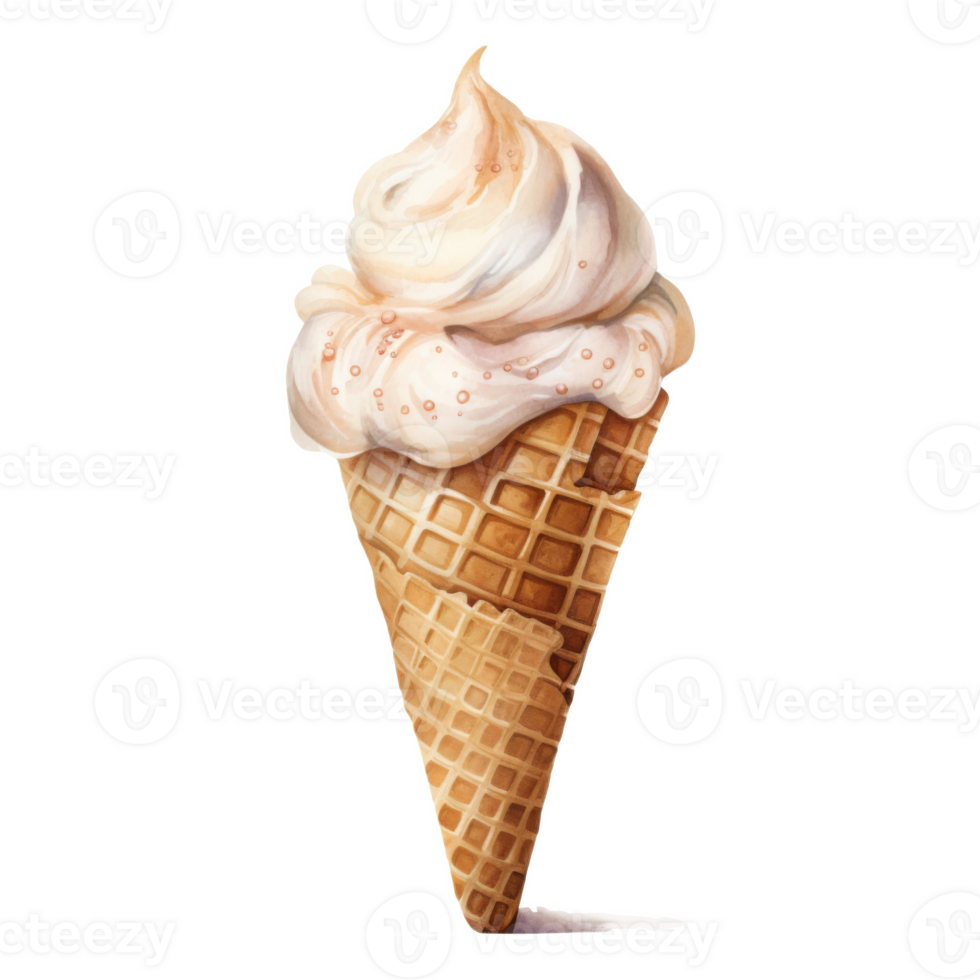 Ice Cream Cone, Ice Cream Illustration. Watercolor Style png